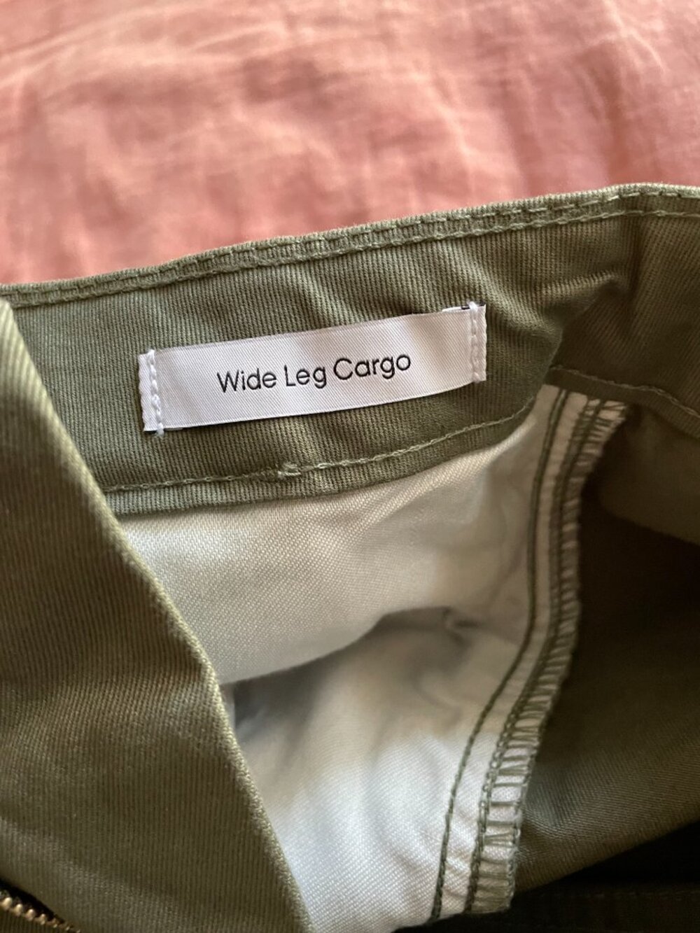 100% Cotton Calvin Klein Women's Hunter Green Wide Leg Cargo - Size 30 - Picture 13 of 14
